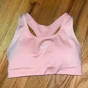 Nike Dri-Fit Swoosh Medium Support 1-Piece Pad Sports Bra Pink Small